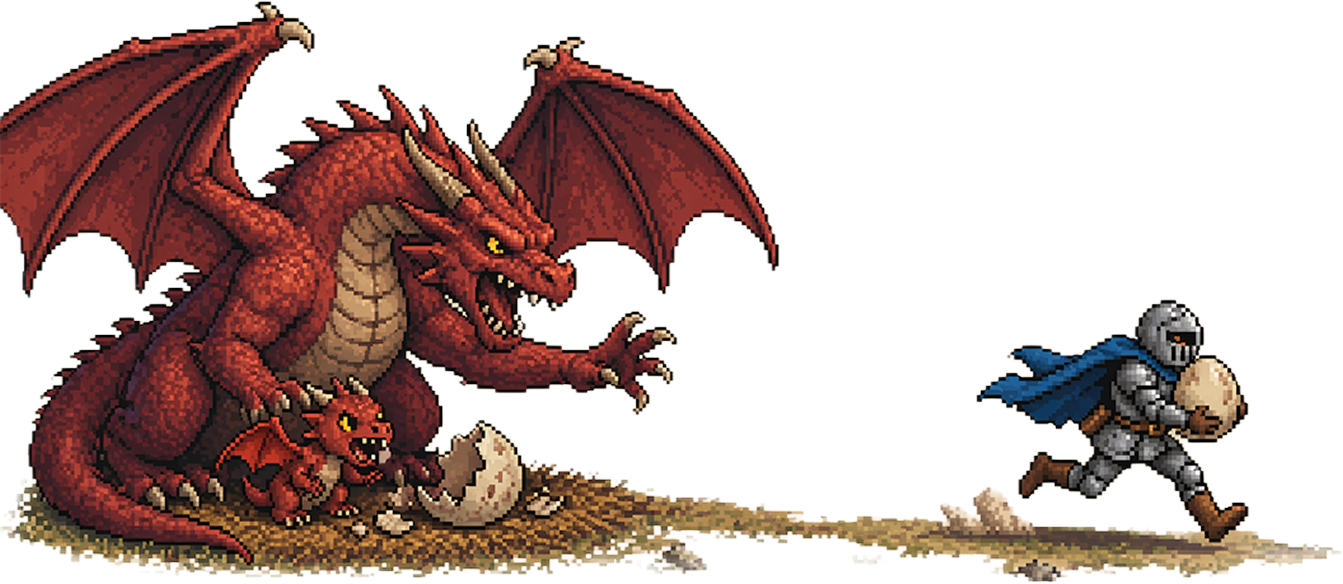 Dragon chasing knight